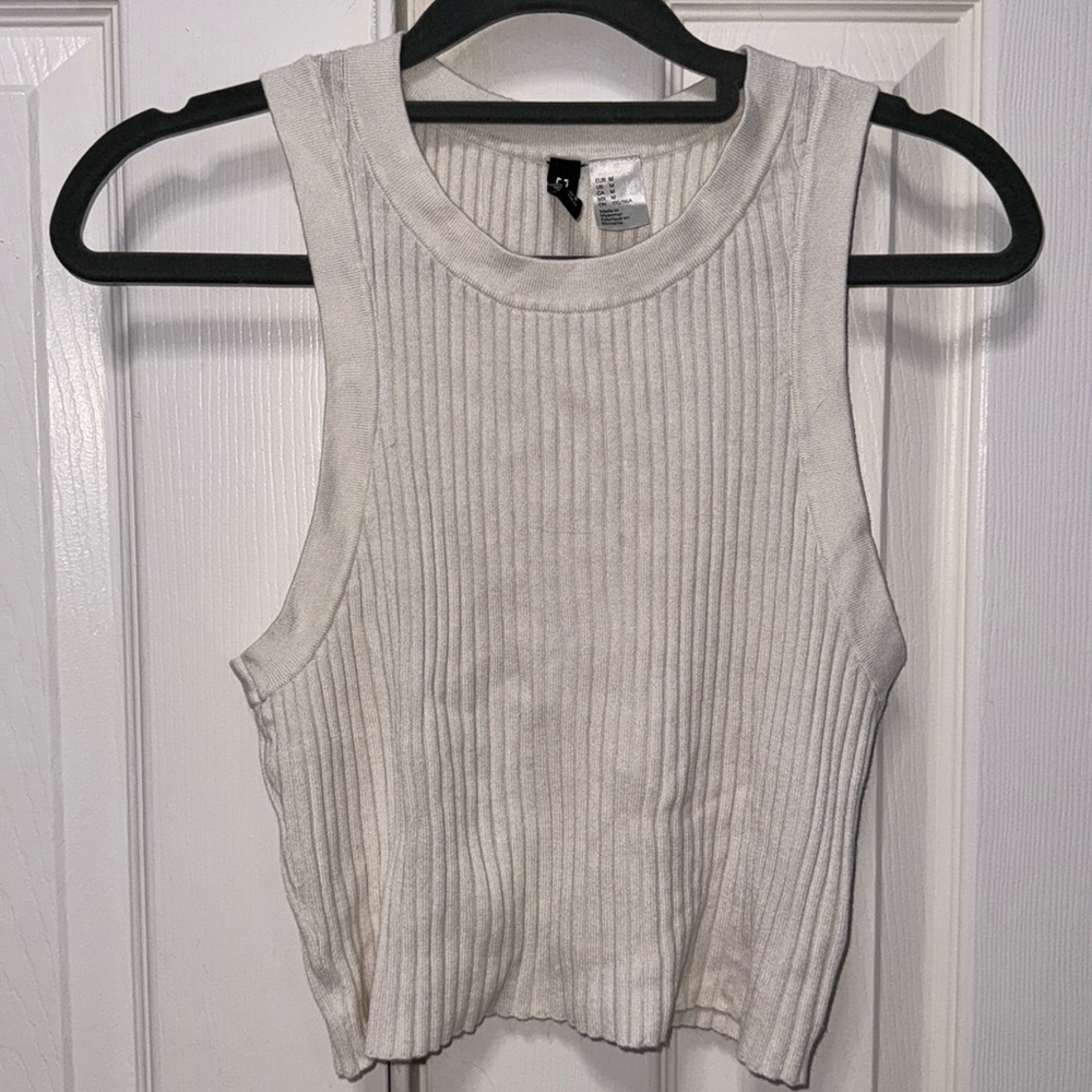 White Ribbed Crop Top
